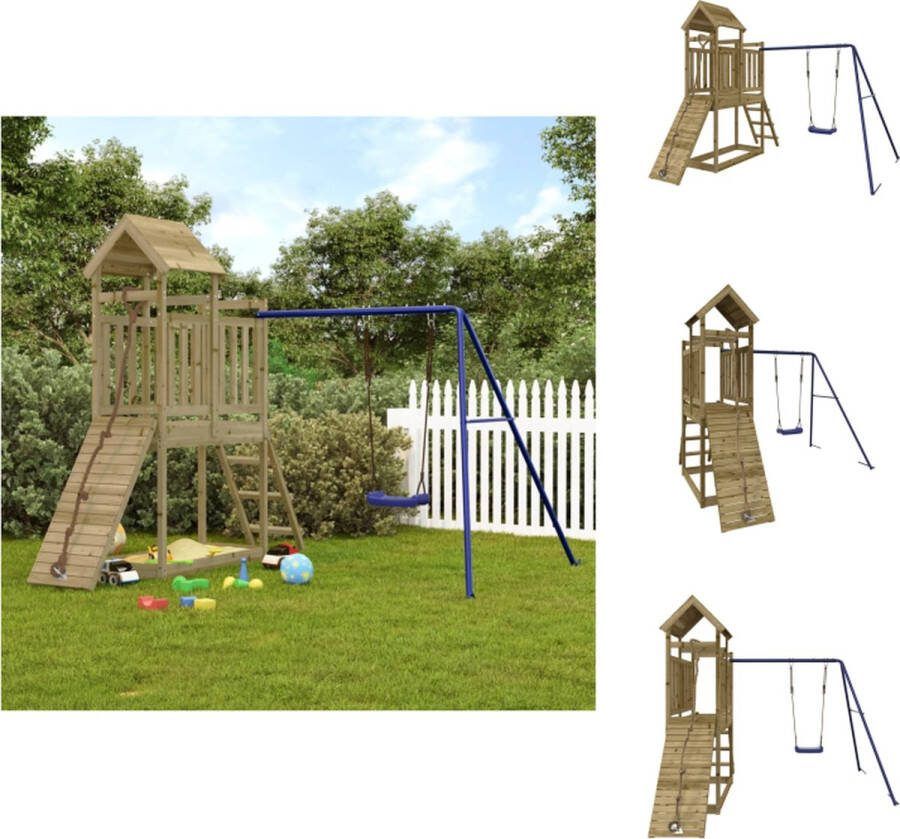 VidaXL Houten Speelset Speeltoren Schommelset Klimwand 242 x 248 x 214 cm Speeltoestellencombinatie
