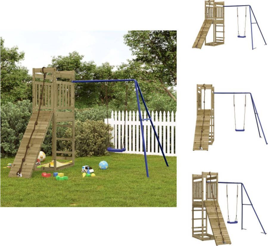 VidaXL Houten speelset speeltuin voor thuis 243 x 256 x 207 cm Duurzaam grenenhout Speeltoestellencombinatie