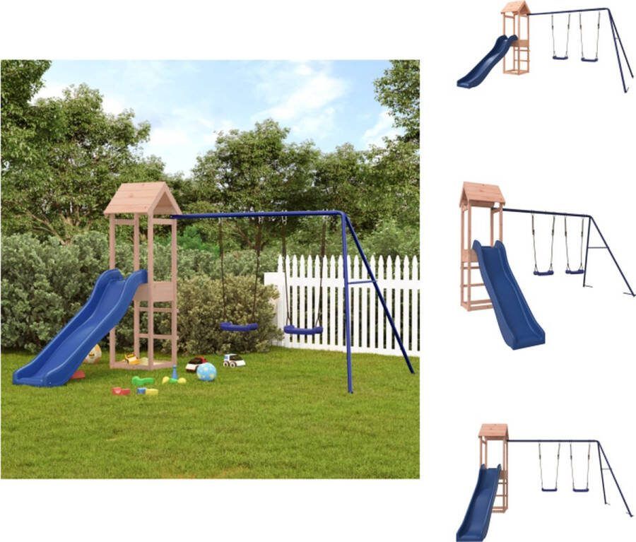 VidaXL Houten Speelset Speeltuin voor Thuis Massief douglashout Stevig en stabiel Multi-activiteitencentra Schaduwrijk dak Eindeloos plezier 308x315x194 cm Speeltoestellencombinatie