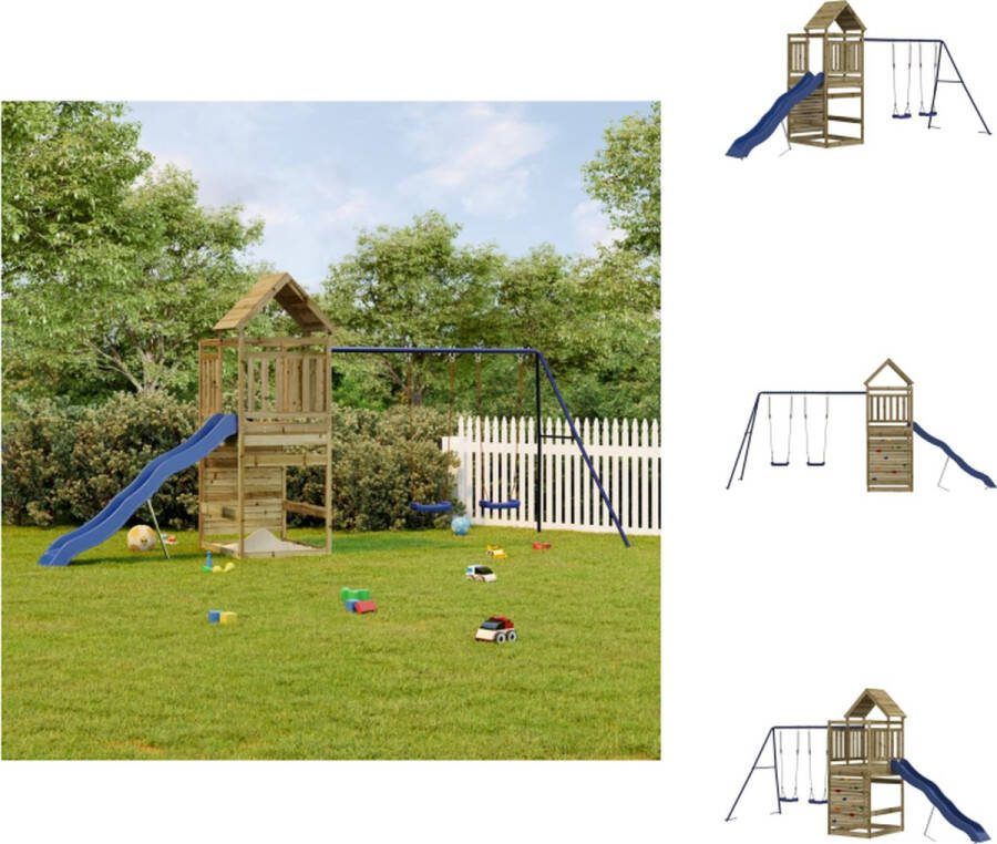 VidaXL Houten Speelset Tuinspeeltoestel 525x199x249 cm Geïmpregneerd hout Speeltoestellencombinatie