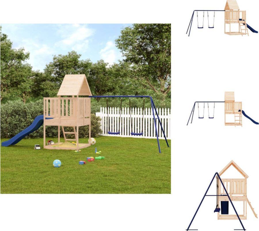 VidaXL Houten Speeltoren met Dubbele Schommel en Golvende Glijbaan 564 x 235 x 228 cm Speeltoestellencombinatie
