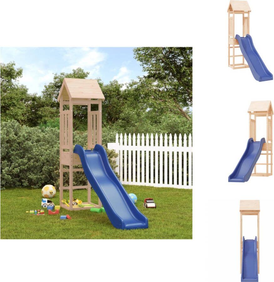 VidaXL Houten Speeltoren met Glijbaan 256 x 64 x 207 cm Massief Grenenhout Multi-activiteitencentrum Speeltoestellencombinatie