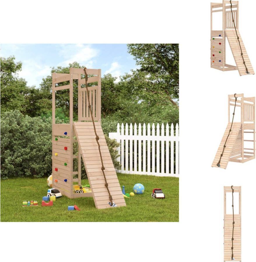 VidaXL Houten Speeltoren met Klim- en Rotswand 53x174x207 cm Massief Grenenhout Speeltoestellencombinatie