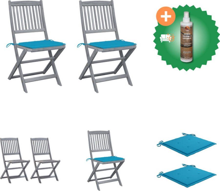 VidaXL Houten Stoelenset Acacia Klapstoel 48.5 x 57 x 91 cm Inklapbaar Tuinstoel Inclusief Houtreiniger en verfrisser