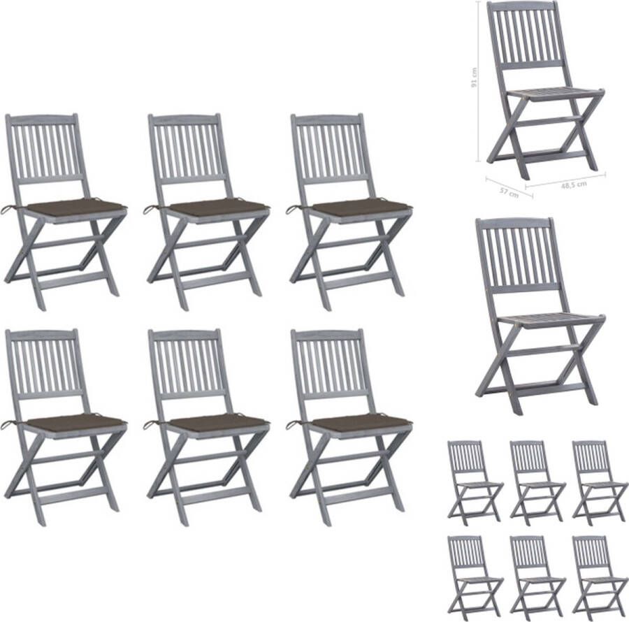 VidaXL Houten Stoelenset Acacia Klapstoel 48.5x57x91 cm Greywash Tuinstoel