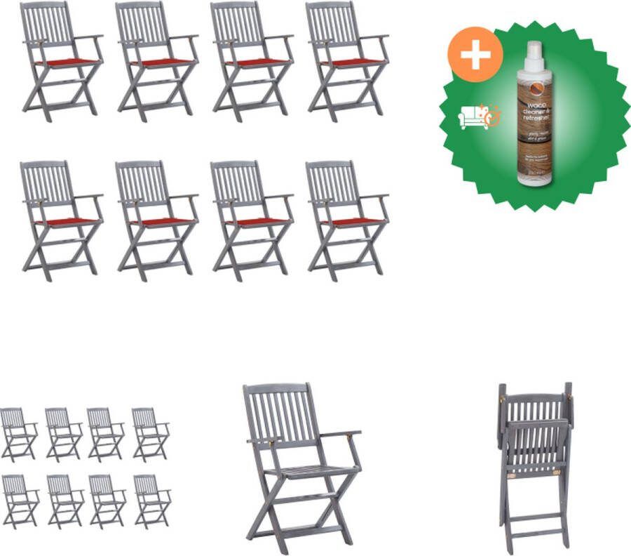VidaXL Tuinstoelen 8 st inklapbaar met kussens massief acaciahout Tuinstoel Inclusief Houtreiniger en verfrisser