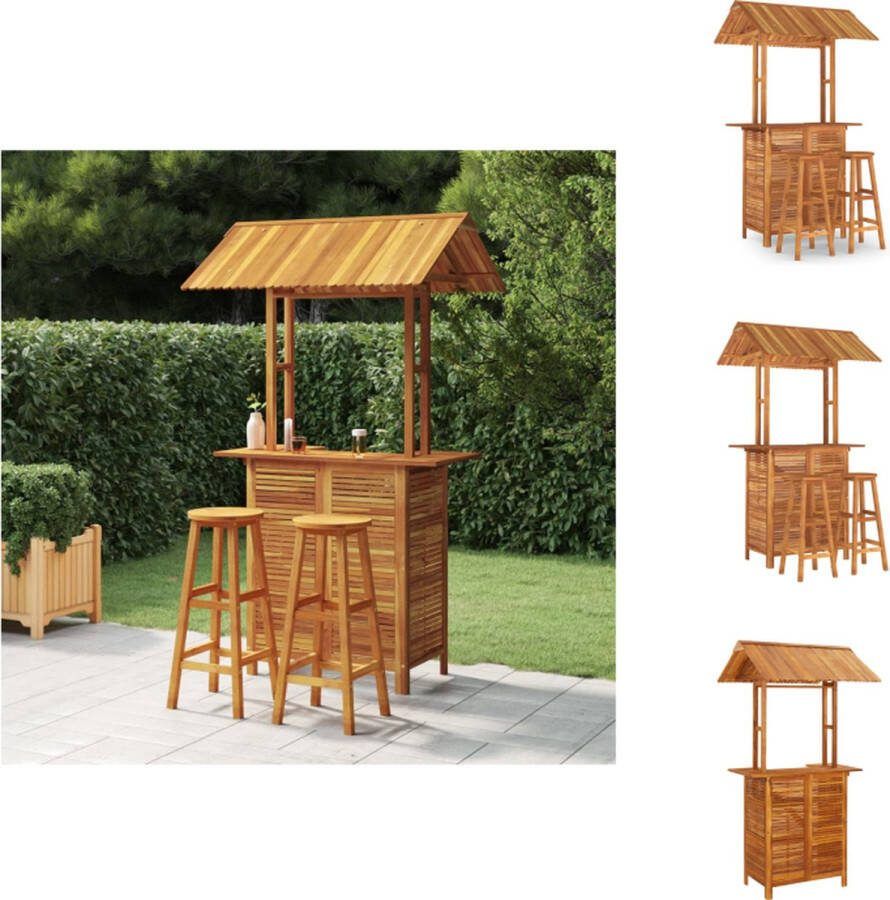 VidaXL Houten Tuinbarset Acaciahout Tuintafel 113x106x217 cm Barkrukken 34x34x76 cm Tuinset