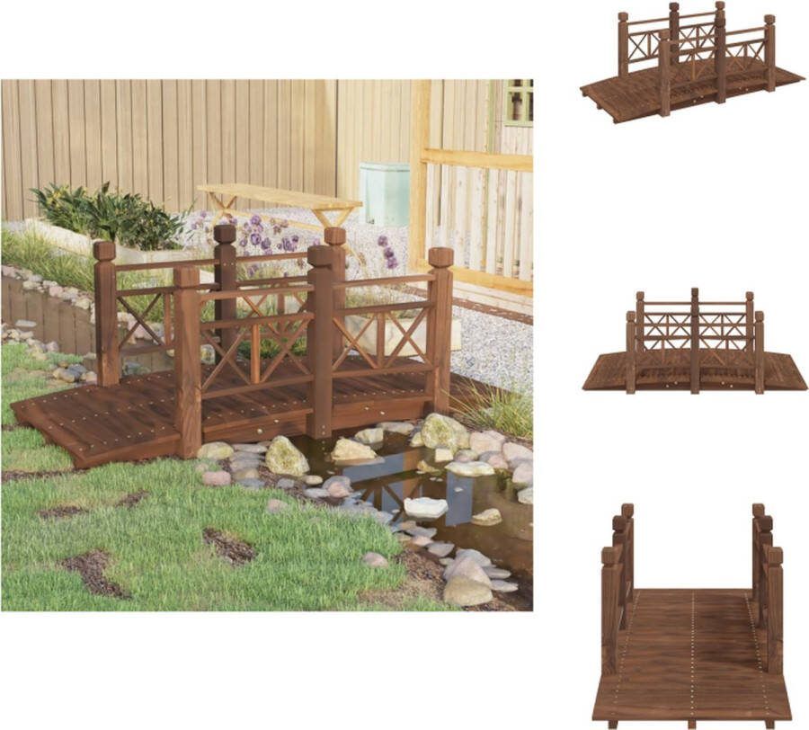 VidaXL Houten Tuinbrug 150 x 67 x 56 cm Massief Vurenhout Veiligheidsgarantie Waterornament
