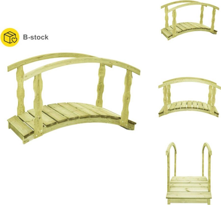 VidaXL Houten Tuinbrug B-stock 170 x 74 x 105 cm Grenenhout Met Leuningen Waterornament