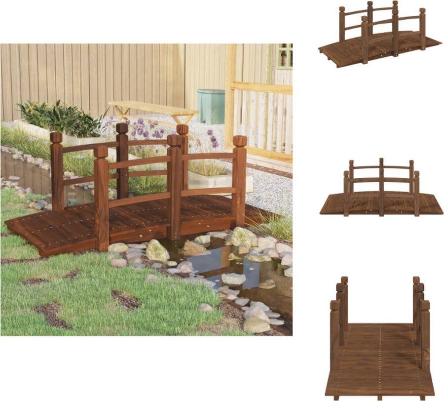 VidaXL Houten Tuinbrug Massief vurenhout 150 x 67 x 56 cm Gebouwd om te genieten Waterornament