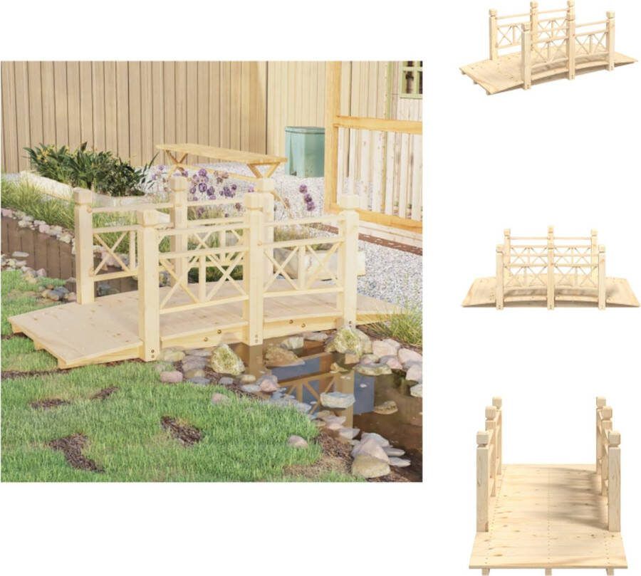 VidaXL Houten tuinbrug Massief vurenhout 150 x 67 x 56 cm Veilig en decoratief Waterornament