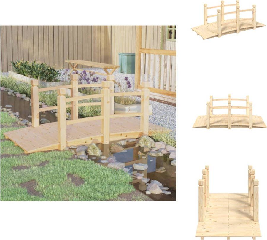 VidaXL Houten Tuinbrug Massief Vurenhout 150 x 67 x 56 cm Veiligheidsgarantie Waterornament