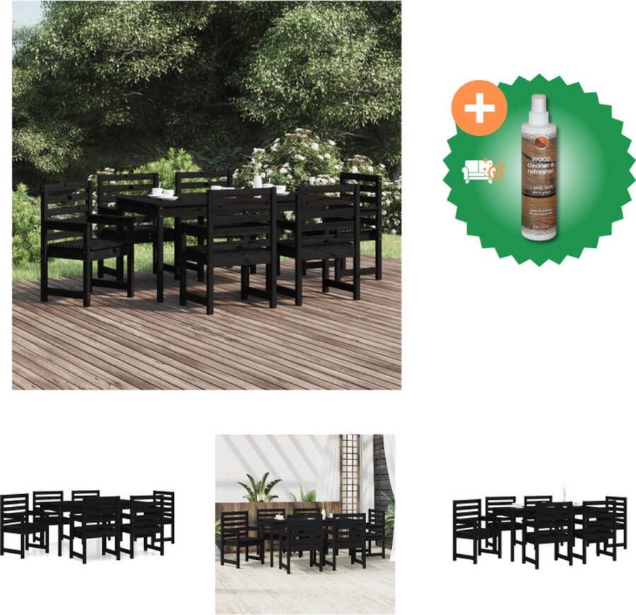 VidaXL Houten Tuinset Grenenhout Eetkamerstoel met Armleuningen Zwart 159.5 x 82.5 x 76 cm 60 x 48 x 91 cm Draagvermogen 110 kg Tuinset Inclusief Houtreiniger en verfrisser