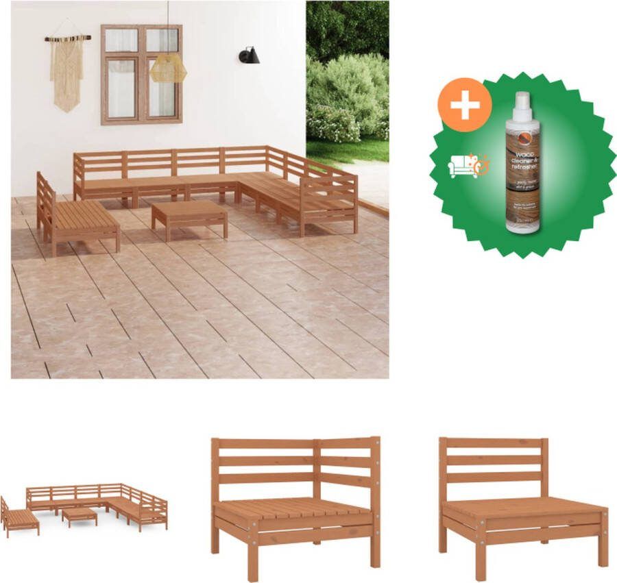 VidaXL Houten Tuinset Loungebank Grenenhout Modulair Honingbruin 63.5 x 63.5 x 62.5 cm Montage vereist Tuinset Inclusief Houtreiniger en verfrisser