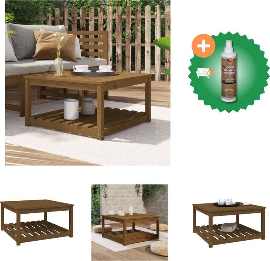 VidaXL Tuintafel 82 5x82 5x45 cm massief grenenhout honingbruin Tuinset Inclusief Houtreiniger en verfrisser