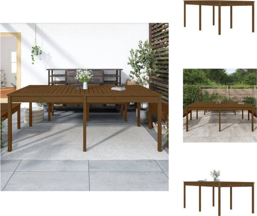 VidaXL houten tuintafel Honingbruin 203.5 x 100 x 76 cm Massief grenenhout Tuinset
