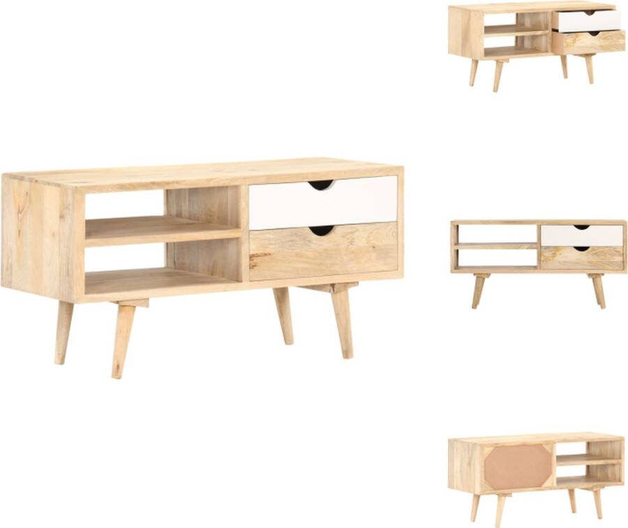 VidaXL Houten Tv-kast Massief mangohout 90 x 35 x 45 cm Industriële stijl Kast