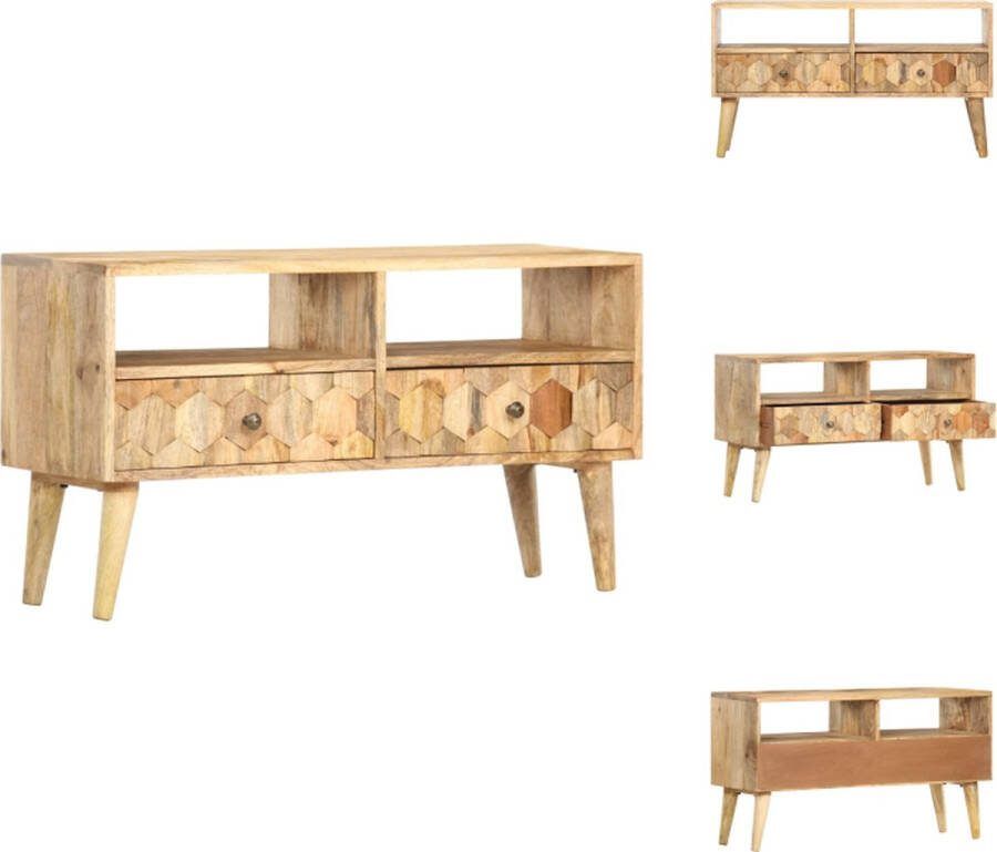 VidaXL Houten Tv-meubel Massief mangohout 90 x 30 x 50 cm Handgemaakt Kast