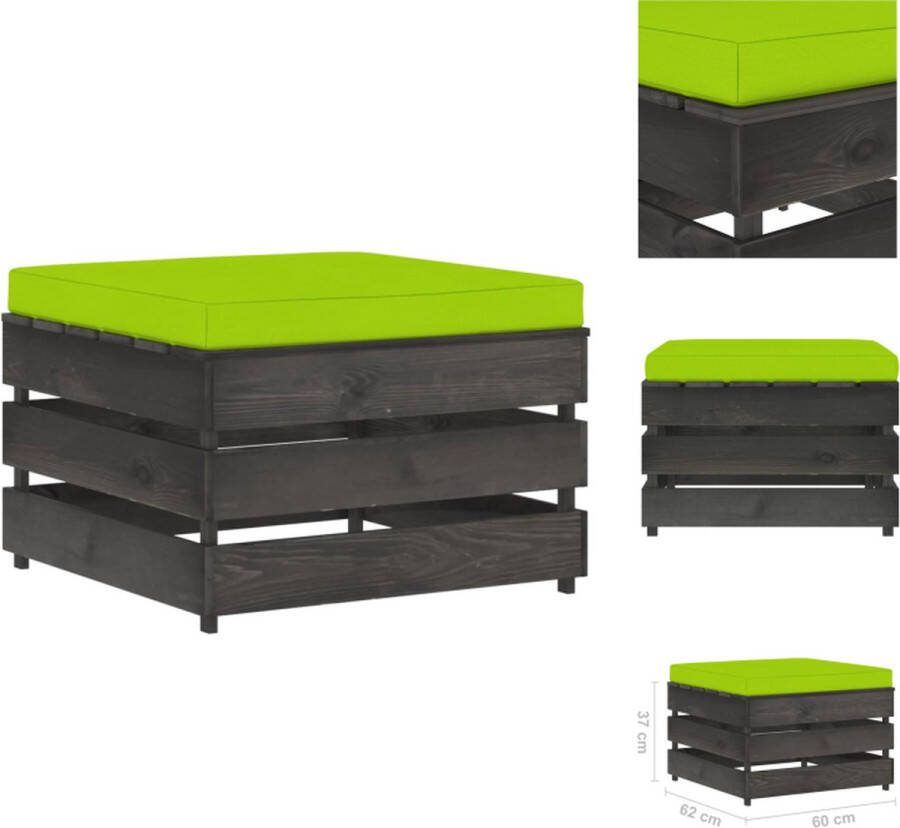 VidaXL Houten Voetenbank 60 x 62 x 37 cm Grenenhout Inclusief zitkussen Kleur kussen- heldergroen Tuinbank