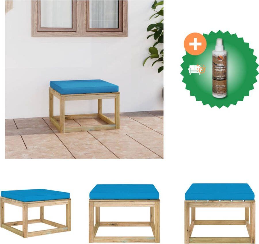VidaXL Houten Voetenbank Grenenhout 60 x 60 x 36.5 cm Groen Geïmpregneerd Tuinbank Inclusief Houtreiniger en verfrisser