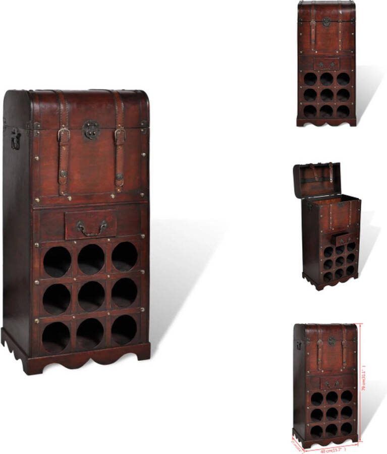 VidaXL Houten Wijnrek 40 x 27 x 79 cm Wijnrood Multiplex Wijnrek