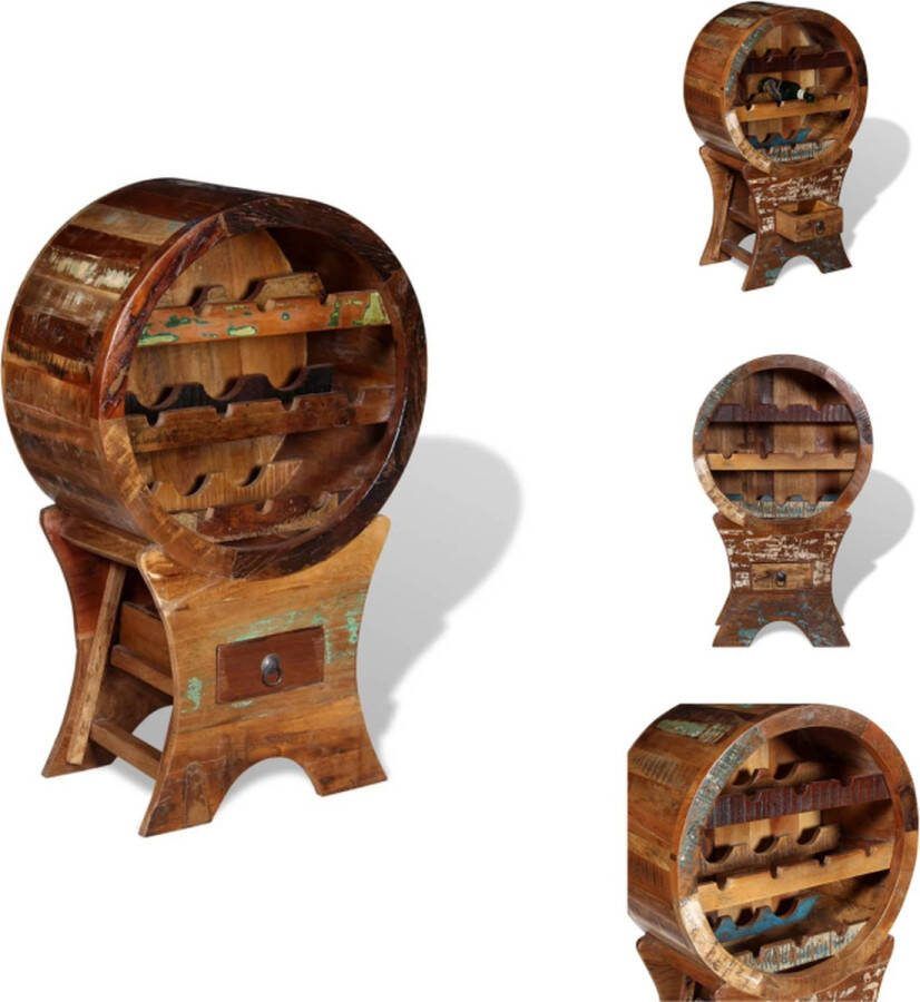 VidaXL Houten Wijnrek Vintage 55 x 30 x 90 cm Gerecycled Hout Wijnrek
