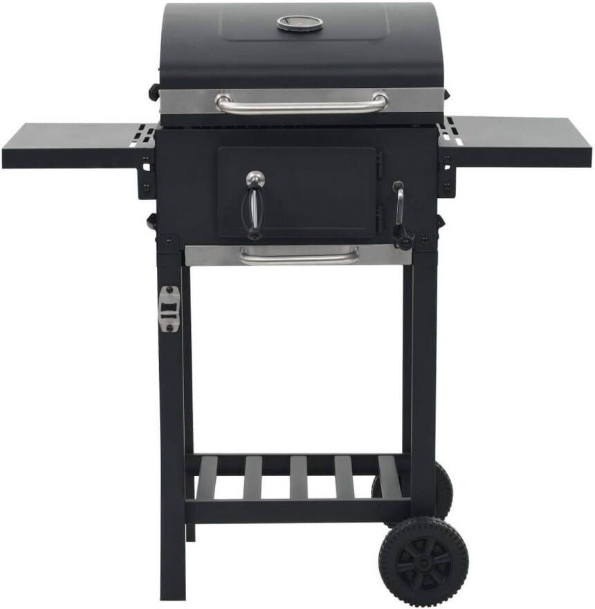 VidaXL Charcoal-Fueled BBQ Grill with Bottom Shelf Black