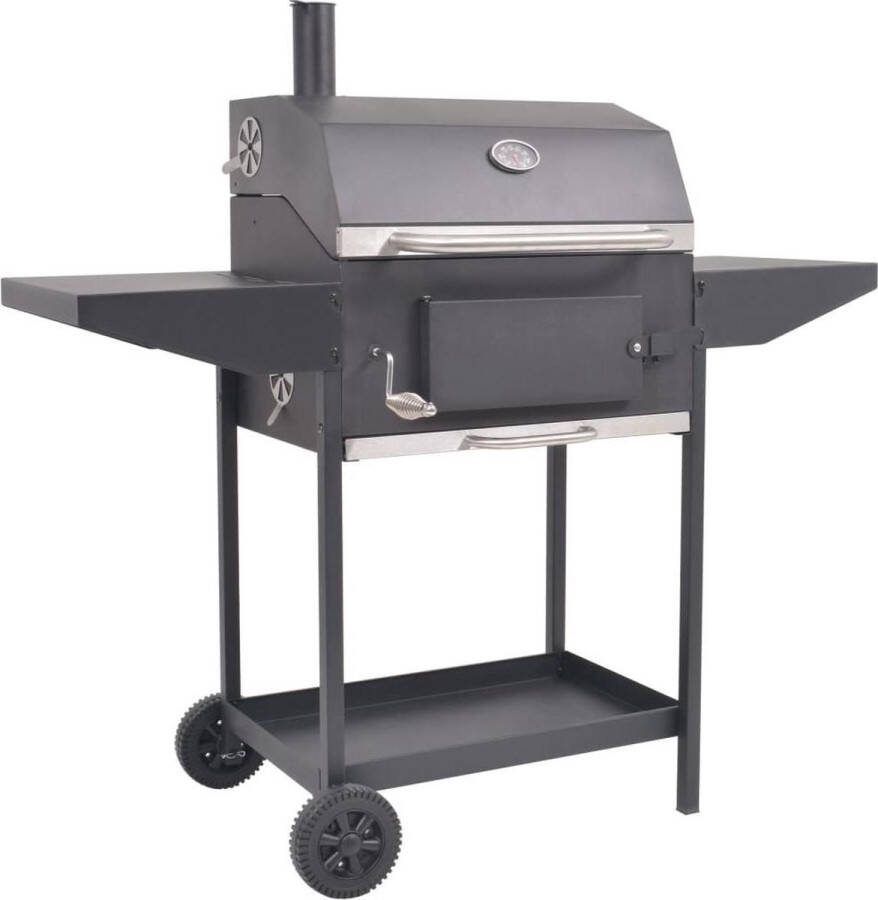 VidaXL Houtskoolbarbecue met onderplank zwart
