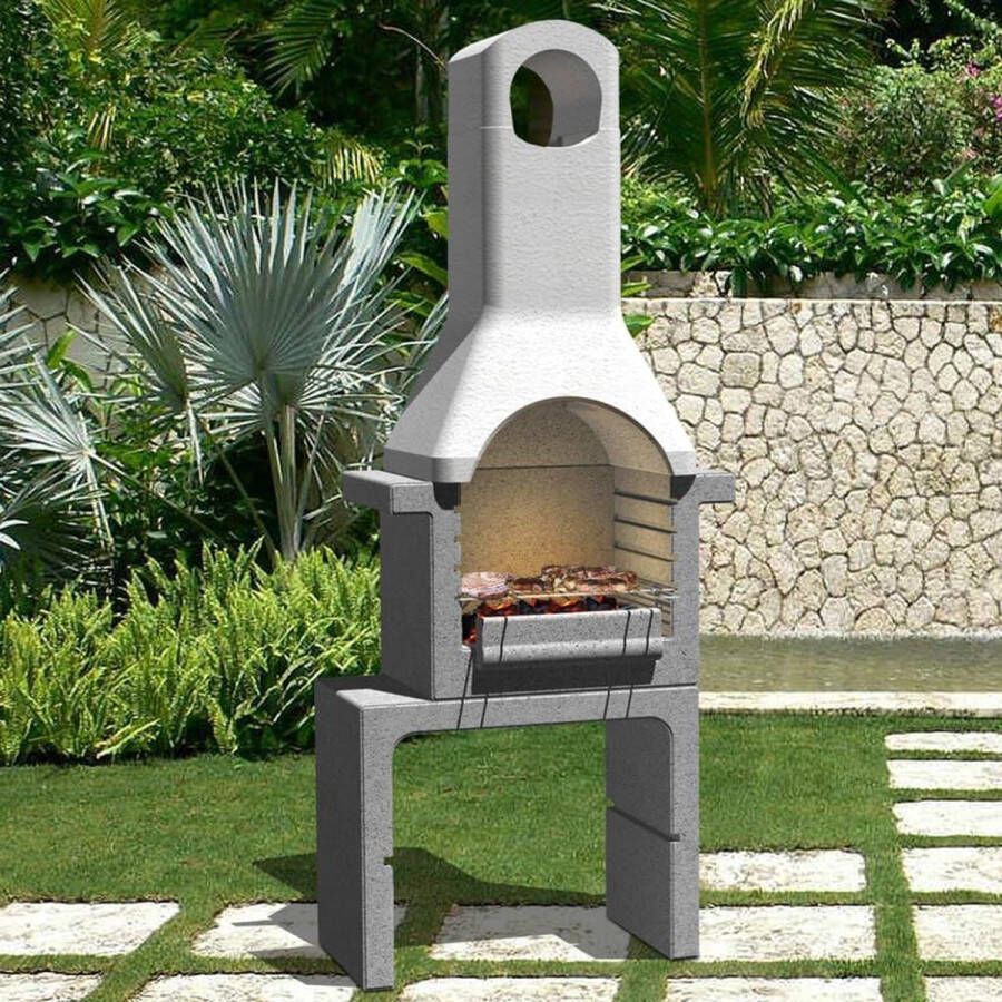 VidaXL Houtskoolbarbecue met schoorsteen beton