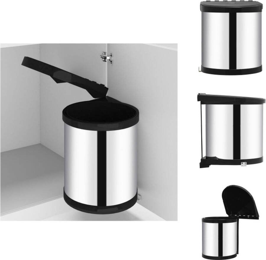 VidaXL Inbouw Keukenafvalbak 12L RVS Bodemmontage Prullenbak