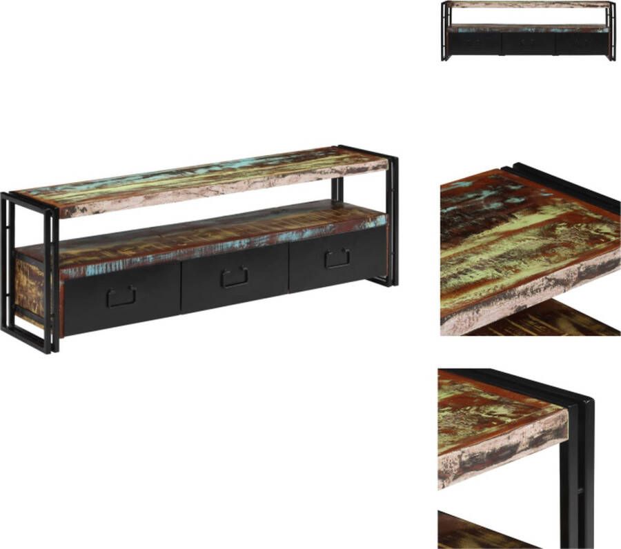 VidaXL Industrieel TV-meubel Gerecycled hout 120 x 30 x 40 cm 3 lades 1 schap Kast