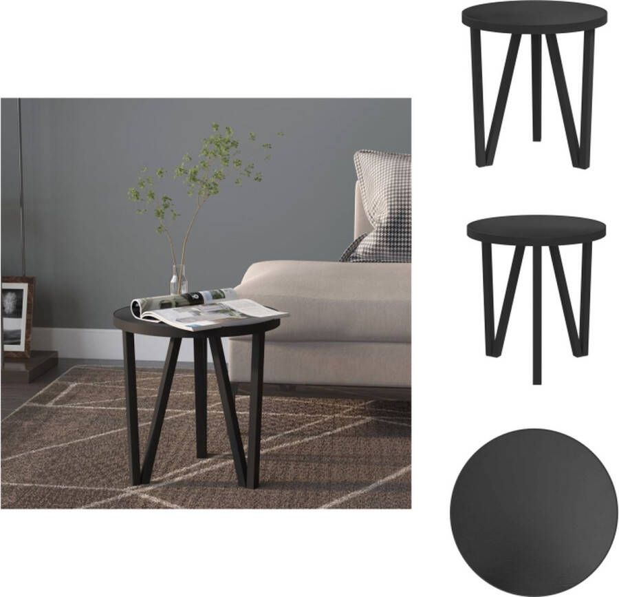 VidaXL Industriële Bijzettafel 35 x 34 cm Zwart MDF en gepoedercoat staal Tafel