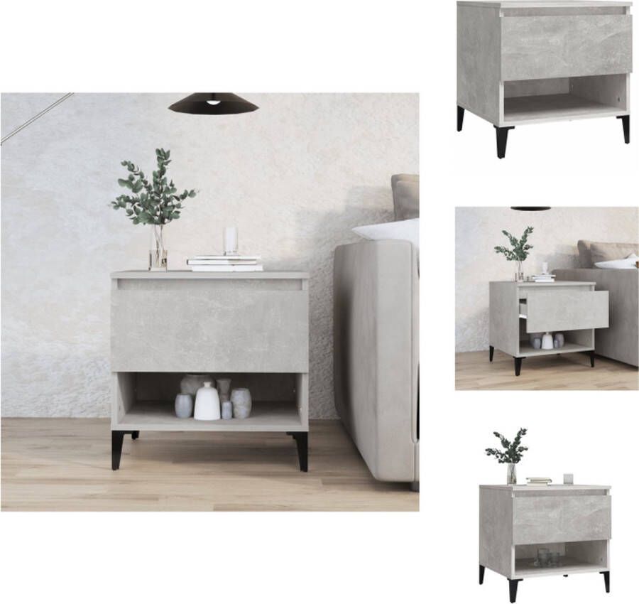 VidaXL Industriële Bijzettafel 50 x 46 x 50 cm Betongrijs Tafel