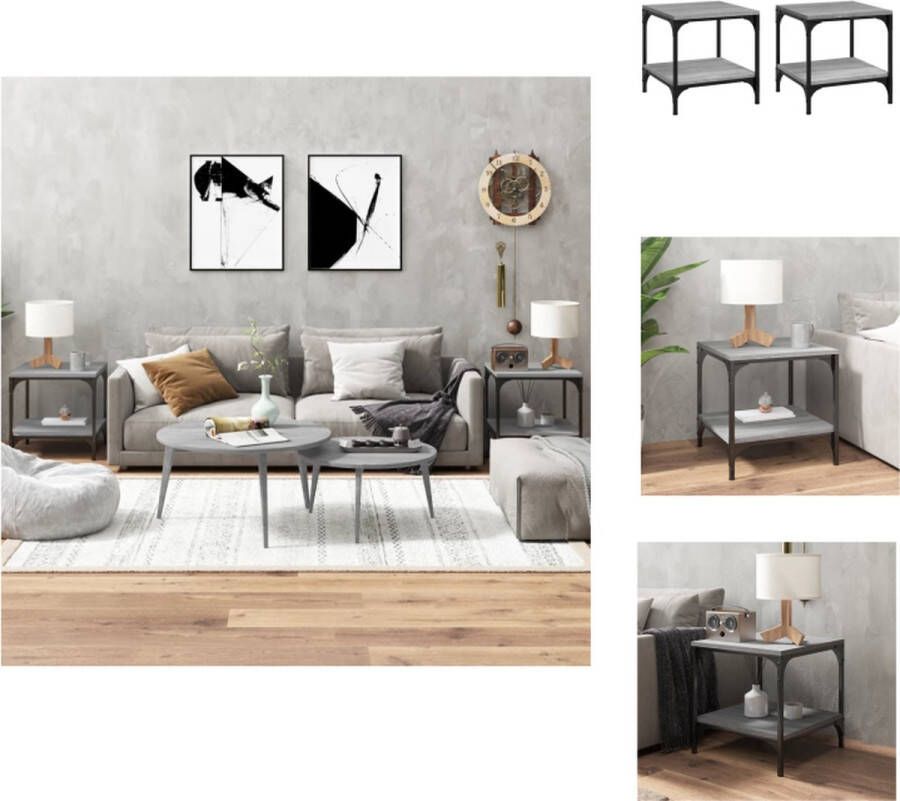 VidaXL Industriële Bijzettafels 40 x 40 x 40 cm Hout en Staal Tafel