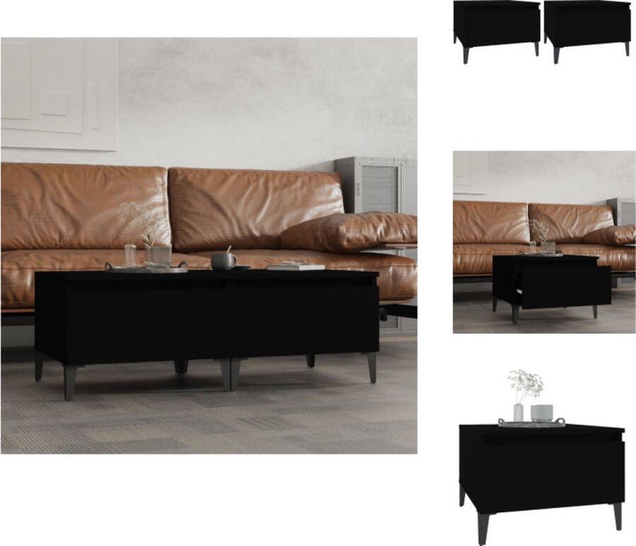 VidaXL Industriële Bijzettafels 50 x 46 x 35 cm Stevig Hout en Metaal Tafel