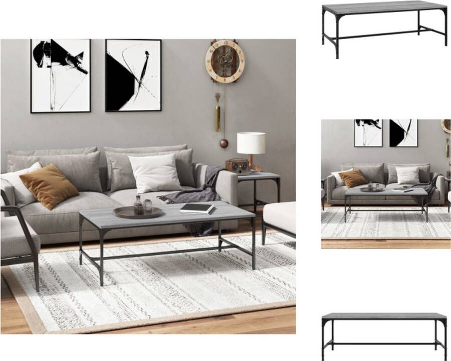 VidaXL Industriële Salontafel 100x50x35cm Grijs Sonoma Eiken Tafel