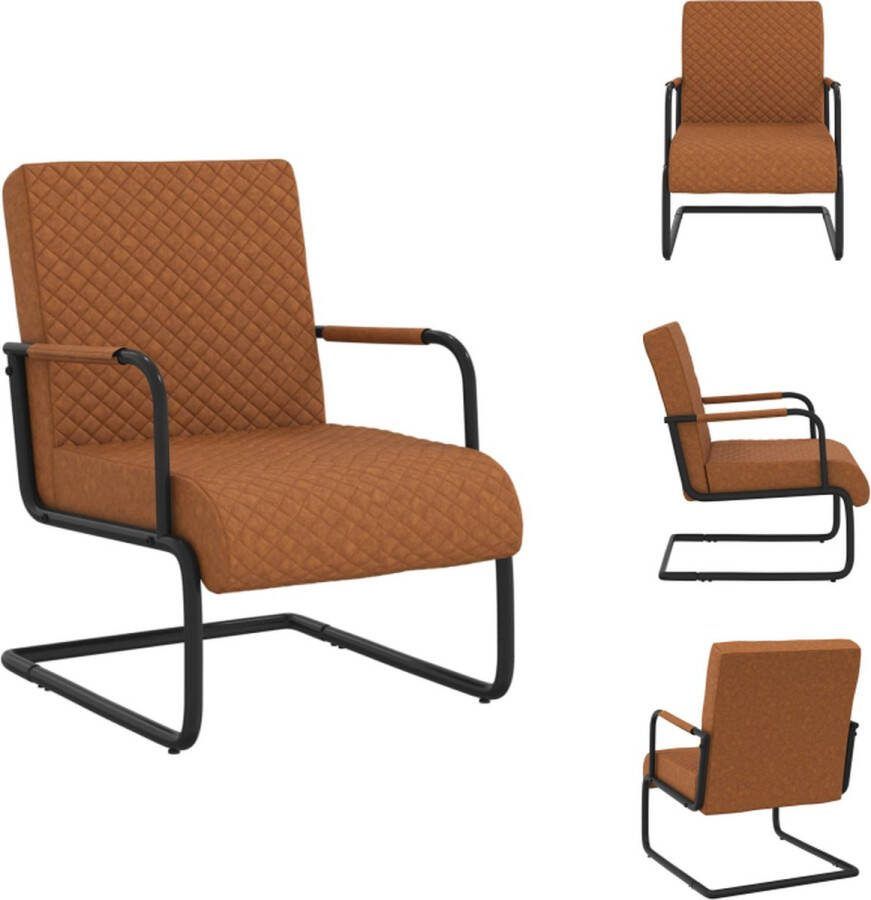VidaXL Industriële Stoel Matbruin Zwart 64.5 x 77 x 88.5 cm Kunstleer Metaal Fauteuil