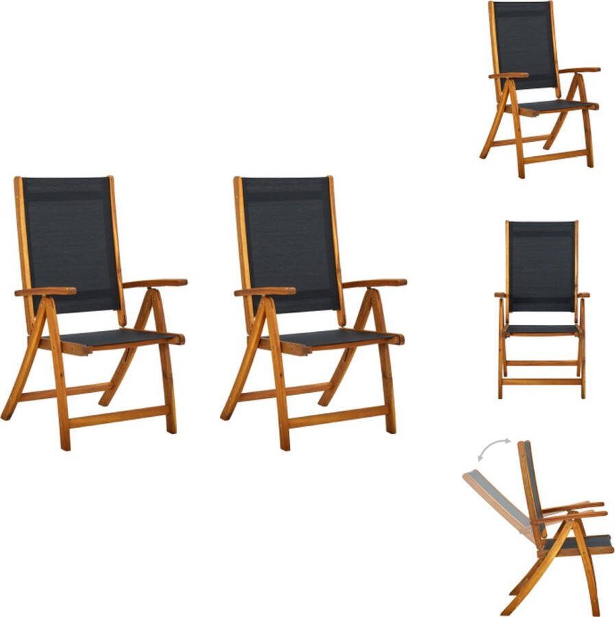 VidaXL Inklapbare Acaciahouten Tuinstoelen 57.5x72x109 cm Verstelbare Rugleuning Tuinstoel