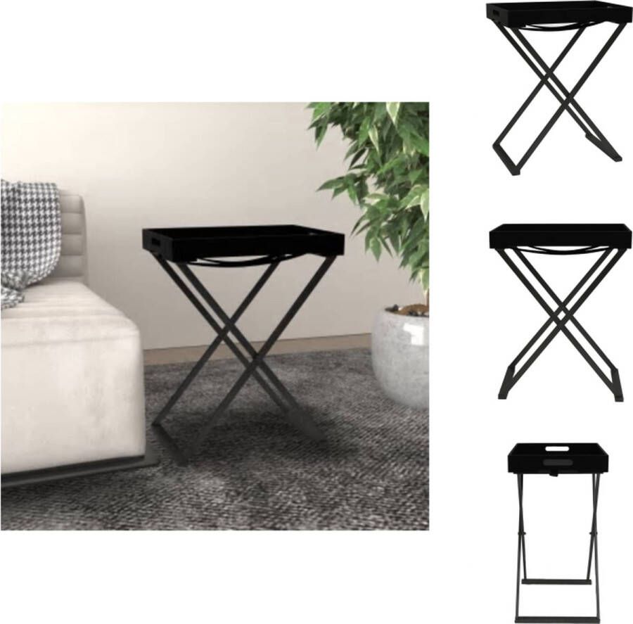 VidaXL Inklapbare bijzettafel Zwart 48 x 34 x 61 cm MDF en ijzer Tafel