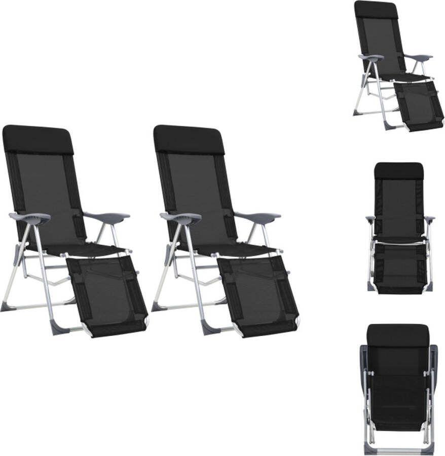 VidaXL Inklapbare Campingstoelen Zwart 58 x 78 x 114 cm Textileen en aluminium Tuinstoel