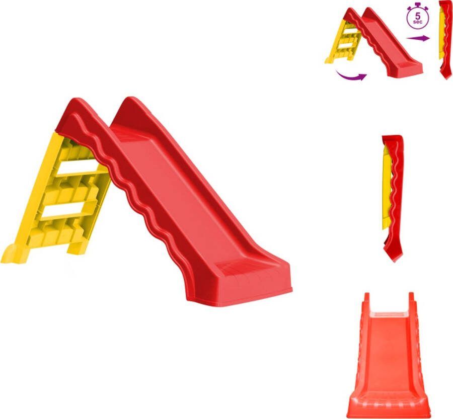 VidaXL Inklapbare glijbaan 104 x 46 x 70 cm rood en geel Glijbaan