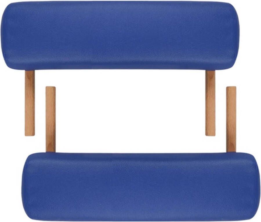 VidaXL Inklapbare massagetafel 2 zones met houten frame (blauw)
