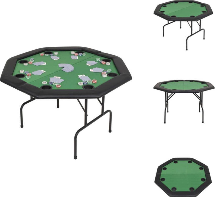 VidaXL Inklapbare pokertafel 121 x 121 x 76 cm Achthoekig Groen en zwart Pokertafel