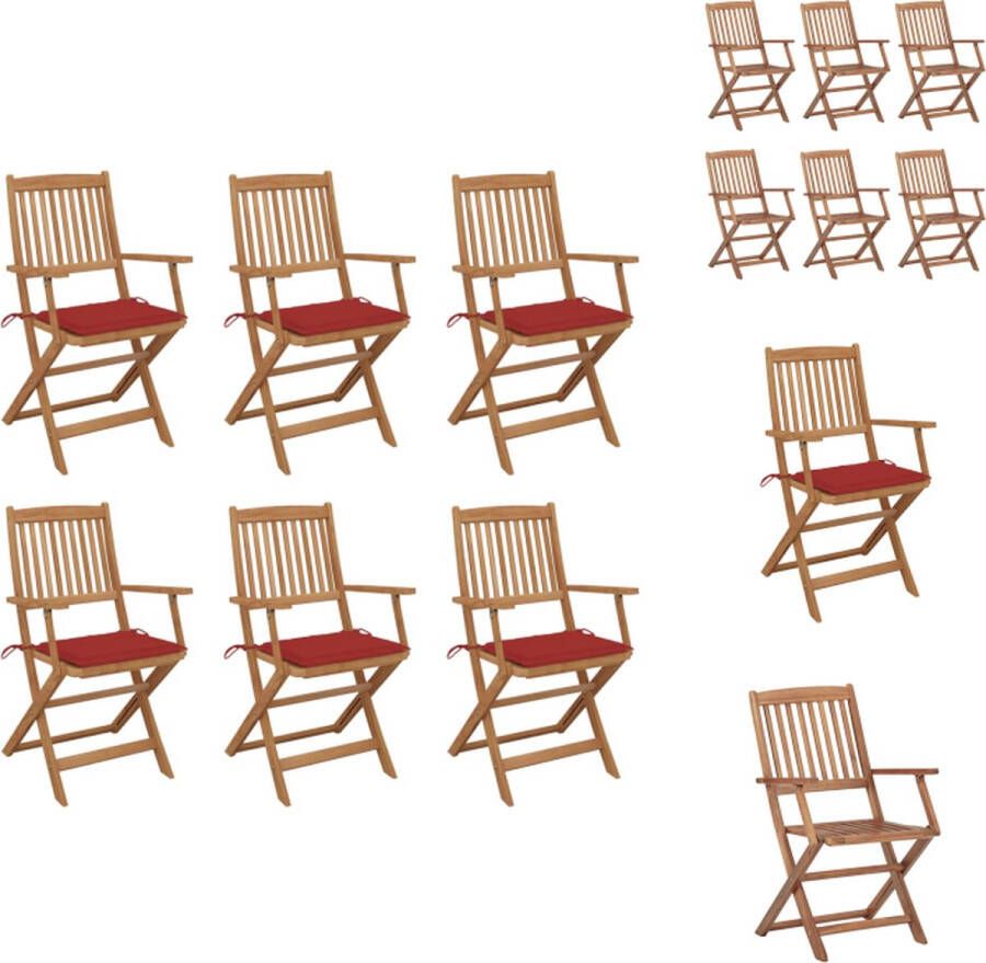 VidaXL Inklapbare stoelen Massief acaciahout 54x57x91 cm Met kussens Tuinstoel