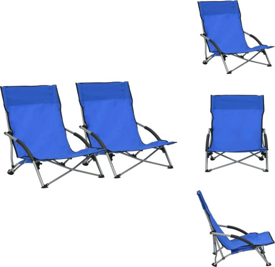 VidaXL Inklapbare Strandstoel Tuinstoelen Blauw 55.5 x 65.5 x 66 cm Oxford Stof Staal Tuinstoel