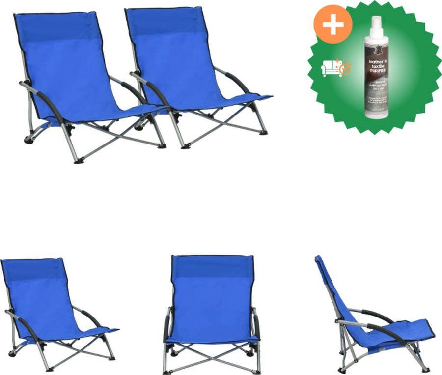 VidaXL Inklapbare Strandstoel Tuinstoelen Blauw 55.5 x 65.5 x 66 cm Oxford Stof Staal Tuinstoel Inclusief Reiniger