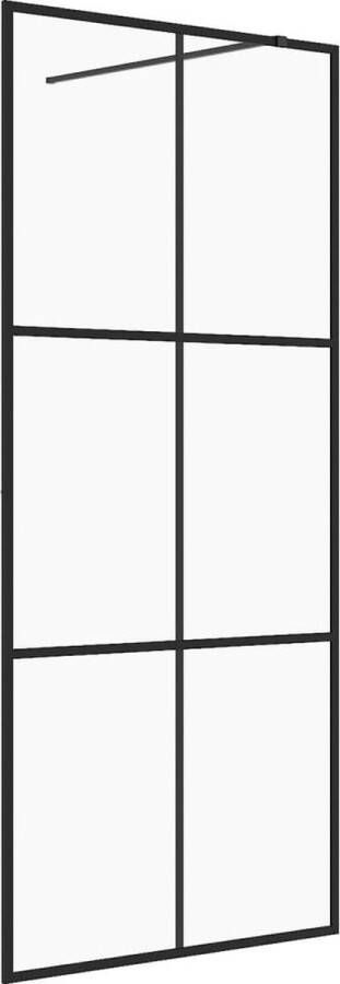 VidaXL Inloopdouchewand 90x195 cm ESG-glas transparant en zwart