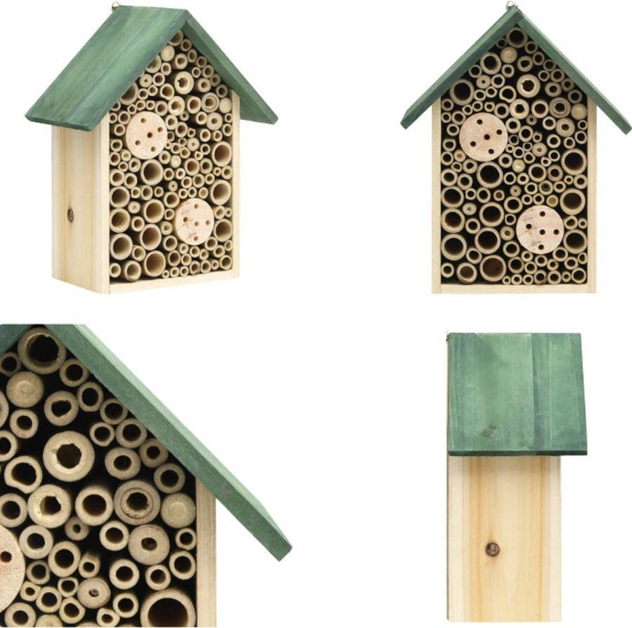VidaXL Insectenhotels 2 st 23x14x29 cm massief vurenhout Insectenhotel Insectenhotels Houten Insectenhotel Houten Insectenhotels