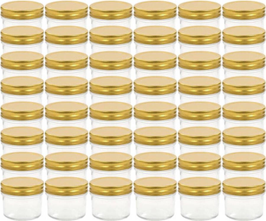 VidaXL -Jampotten-met-goudkleurige-deksels-48-st-110-ml-glas