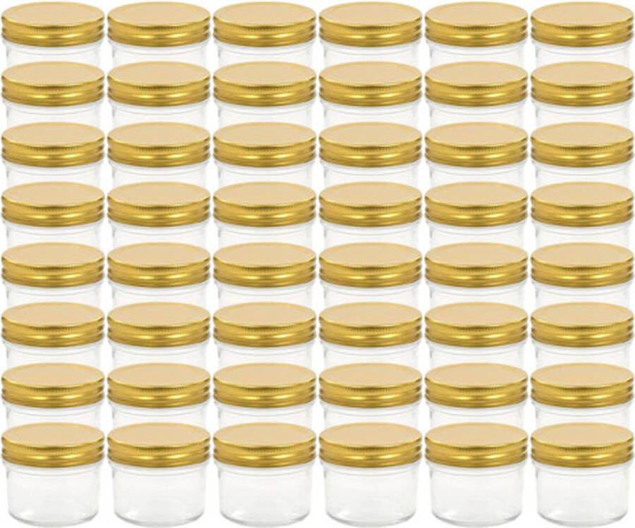 VidaXL -Jampotten-met-goudkleurige-deksels-48-st-110-ml-glas